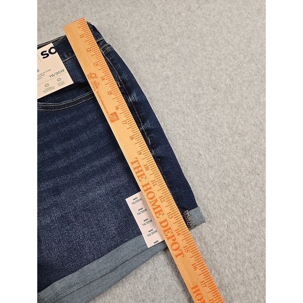 So Brand Womens Size 16 Midi Denim Cuffed Jean Shorts Blue NWT - Picture 5 of 6